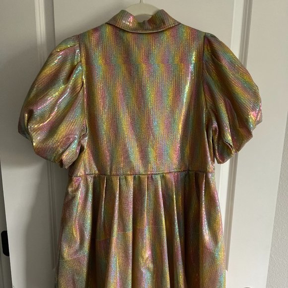 Queen of Sparkles Gold Mini Sequin Collar Dress - Picture 7 of 9